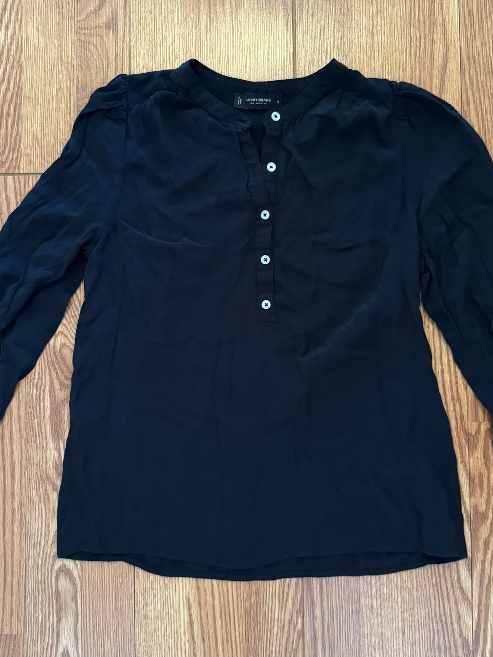 Lucky Brand Women's Long Sleeve Button Henley Blouse